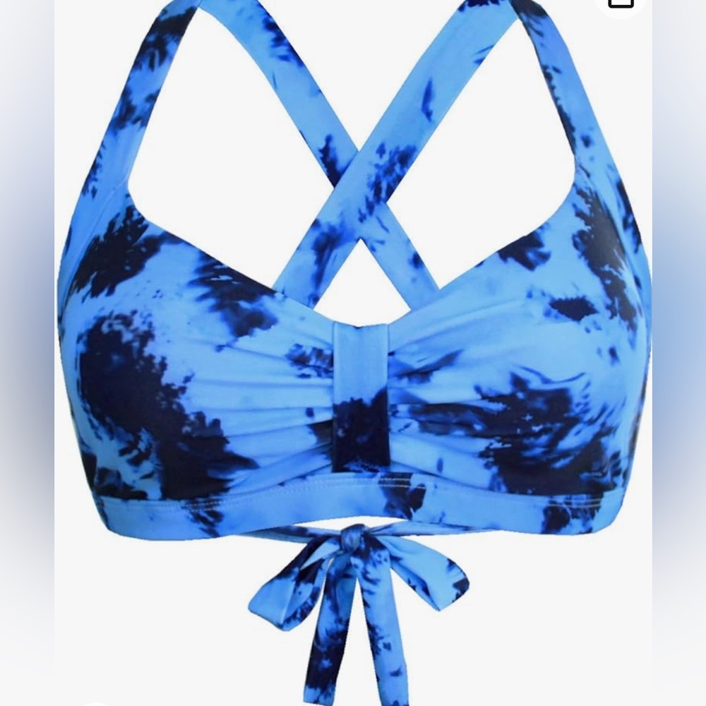 Blue Tie-Dye Bikini Top Sz XXL (Matching Bottoms Available)